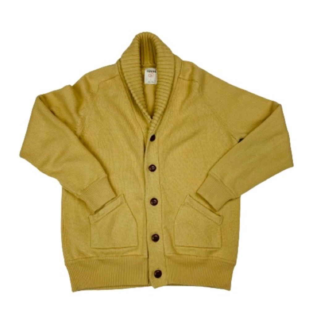 Fossil Varsity Cardigan Beige Sweater Men’s Size L
